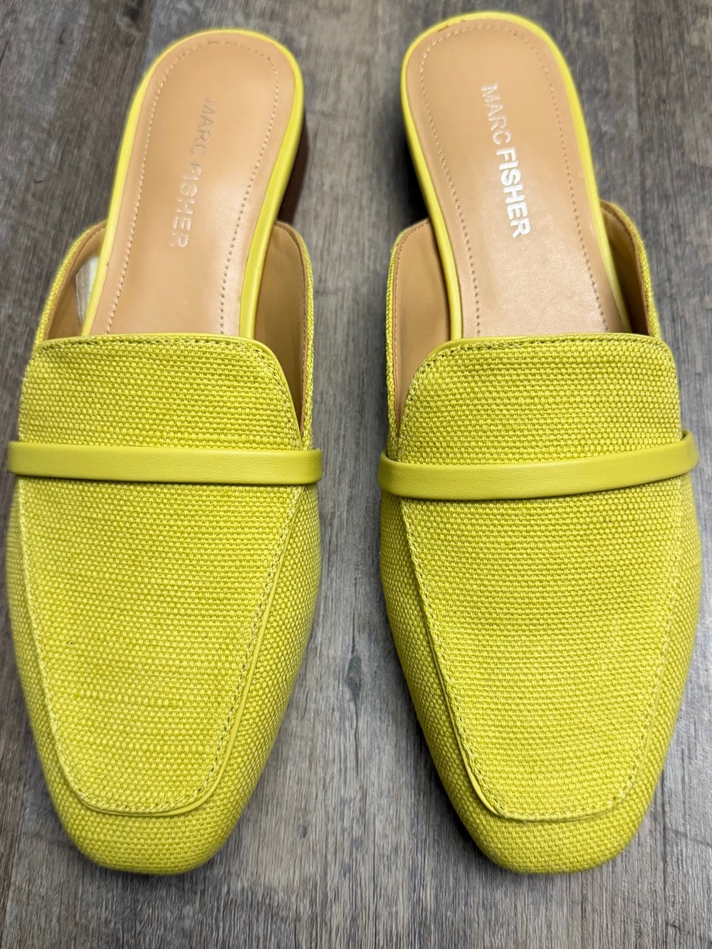 Marc Fisher Bright Yellow Canvas Slide Mules